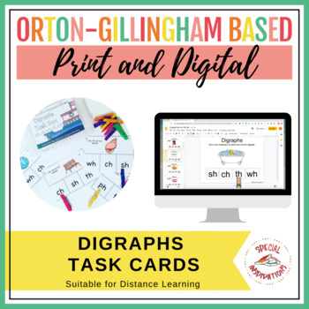 Preview of DIGRAPHS Task Cards | Print & Digital | Google Slides™