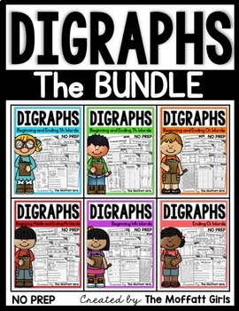 Preview of Digraphs (The BUNDLE) NO PREP (sh, th, ch, ck, ph, wh)