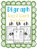 Digraphs Word Work Worksheet Set