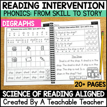 Preview of Digraphs Words Worksheets for Digraphs Reading Intervention