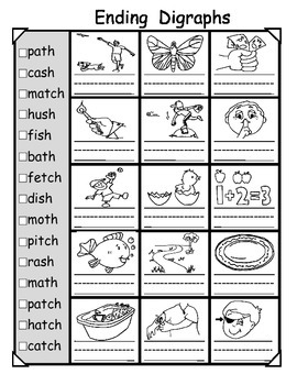 digraphs worksheets beginning and ending by dads doodles tpt