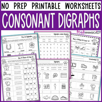 Preview of Digraphs Worksheets Ch Sh Th Wh Ph - Printable Phonics Activities - SOR aligned