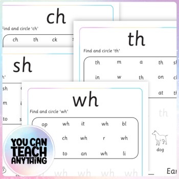 Digraph Worksheets for TH, WH, CH, and SH | Teach Reading With Phonics