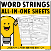 Digraphs and Beginning Blends Word Strings All-in-One Sheets