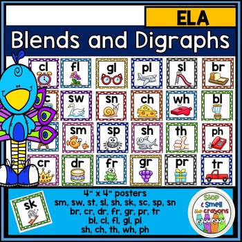 Preview of Digraphs and Blends Phonics Posters | Visual Phonics Classroom Signs