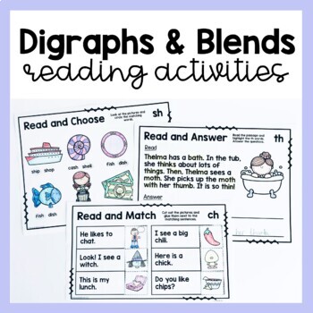 Preview of Blends And Digraphs Reading Passages sh ch th wh digraphs & s r l blends