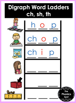 Preview of Digraphs ch, sh, th - Word Ladders