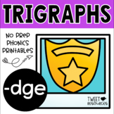 Trigraphs "dge" Phonics Literacy Printables for Kindergart