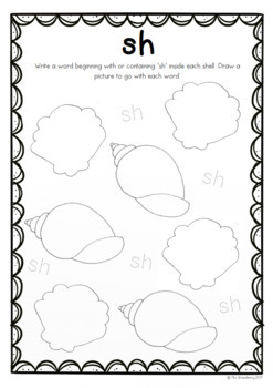 Digraphs sh Worksheets by Mrs Strawberry | Teachers Pay Teachers