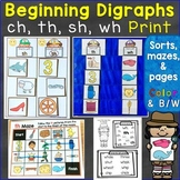 Beginning Digraphs sh, th, ch, wh Sorts, Mazes, & Hunts Pr