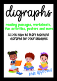 Digraph bundle - worksheets, reading practice and spin game
