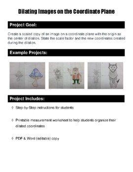 Preview of Dilating Images on a Coordinate Grid - EDITABLE PROJECT