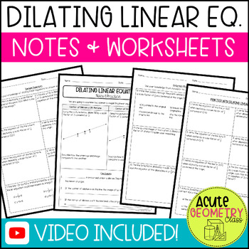 Preview of Dilating Lines and Linear Equations Guided Notes Lesson and Practice Worksheet