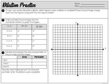 Dilation Worksheets by The Clever Clover | Teachers Pay Teachers