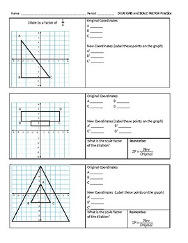 Preview of Dilation and Scale Factor Practice Worksheet