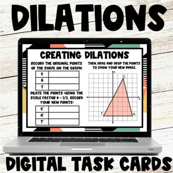 Preview of Dilations Digital Task Cards - Transformations - Dilating and Graphing Shapes