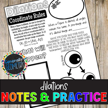 Preview of Dilations Guided Notes and Practice Worksheet