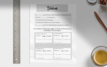 Preview of Dilations Intro Notes and examples (no graphs)