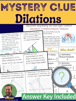Preview of Dilations Murder Mystery (Geometry Transformations & Similarity)
