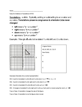 Preview of Dilations & Translations on a Coordinate Plane Notes