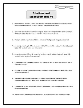Preview of Dilations and Measurements Worksheet Bundle (1-5)