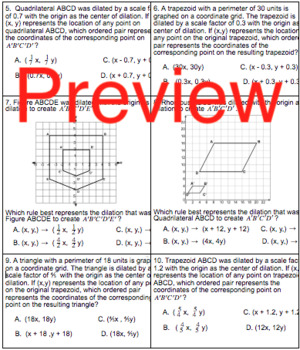 dilations on the coordinate plane answer key homework 7