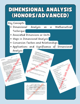 Preview of Dimensional Analysis (Honors/Advanced)