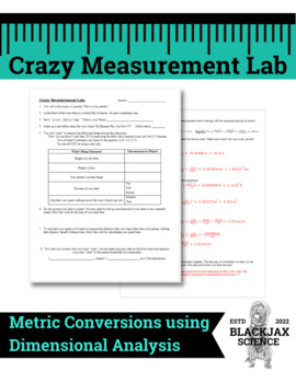 Preview of Crazy Measurement Lab: Metric Conversions & Dimensional Analysis