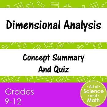 Preview of Dimensional Analysis - Distance Learning