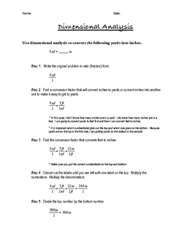Preview of Dimensional Analysis : Step-by-Step