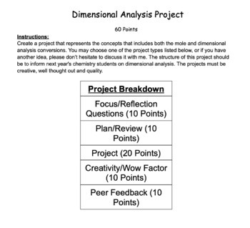 Preview of Dimensional Analysis Student Choice Project
