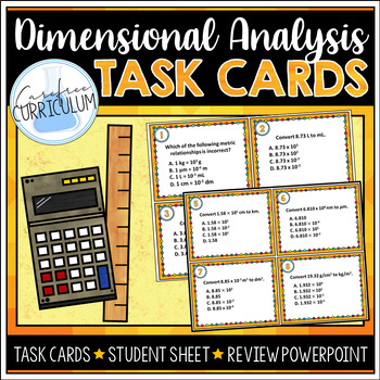 Preview of Dimensional Analysis Task Cards | Print and Digital