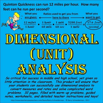 Preview of Dimensional Analysis (Unit Analysis)