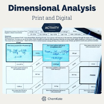 Preview of Dimensional Analysis Worksheet Mazes English metric | Print and Digital