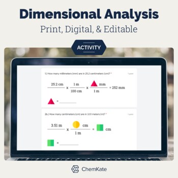 Preview of Dimensional Analysis Practice - Print, Digital, and Editable Worksheet