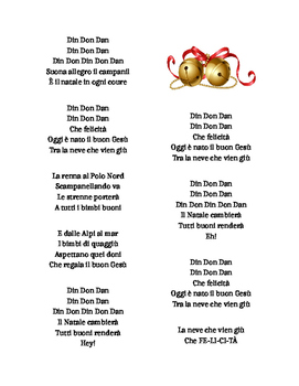 Preview of Din Don Dan Jingle Bells in Italian Italiano - Christmas Around the World Natale