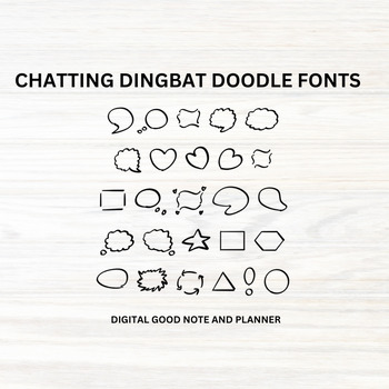 Preview of Dingbat Fonts, Chatting Doodle Font, Creative font, Hand drawn Fonts