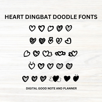 Preview of Dingbat Fonts, Heart Doodle Font, Creative font, Hand drawn Fonts