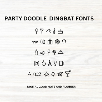 Preview of Dingbat Fonts, Party Doodle Font, Creative font, Hand drawn Fonts