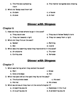 Dingoes At Dinnertime Comprehension Questions By Kelley S Kreations