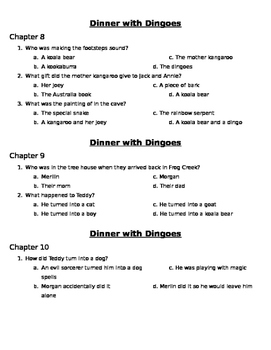 Dingoes At Dinnertime Comprehension Questions By Kelley S Kreations