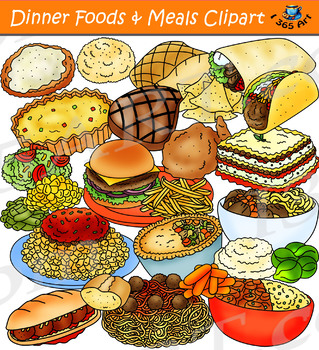 Preview of Dinner Clipart - Dinner Foods Clipart & Meals