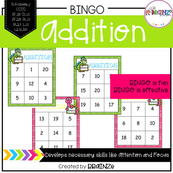Preview of Addition Bingo Activity Game, Add Numbers 1-20