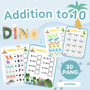 Preview of Dino Addition to 10 (Activities PreK 1st 2nd Grade Identify)