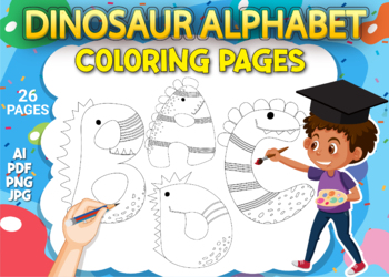 Preview of Dino Alphabet Coloring Pages