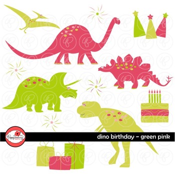 Preview of Dino Birthday Green & Pink by Poppydreamz