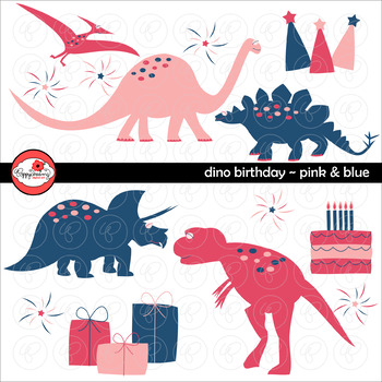 Preview of Dino Birthday Pink & Blue by Poppydreamz