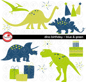 Preview of Dino Birthday Blue & Green by Poppydreamz