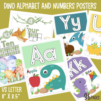 Preview of Dino Classroom Posters for Preschool and Homeschool Classroom Decor, Alphabet
