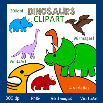 Preview of Dino Clipart, 96 Images, 4 dinosaur varieties!